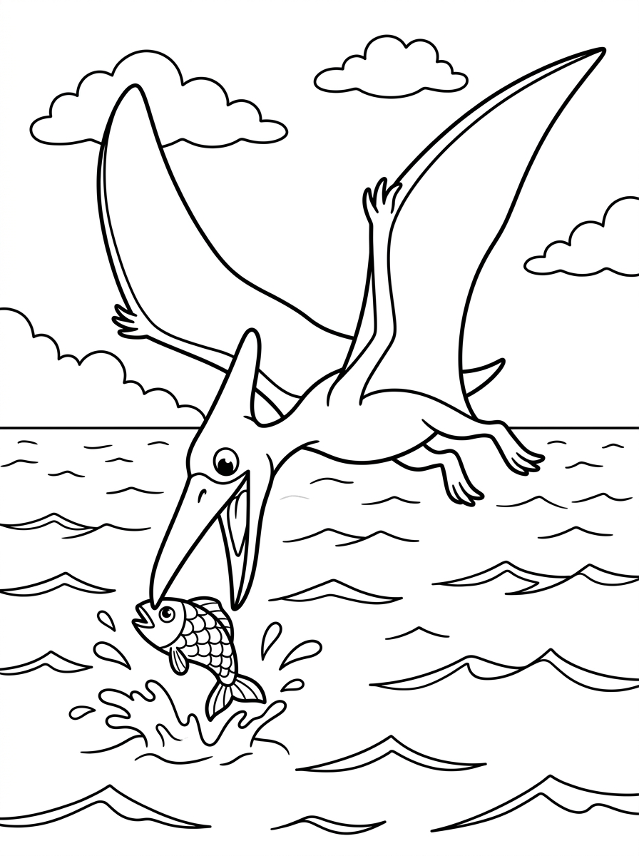 Pterodaktyl dyker efter fisk
