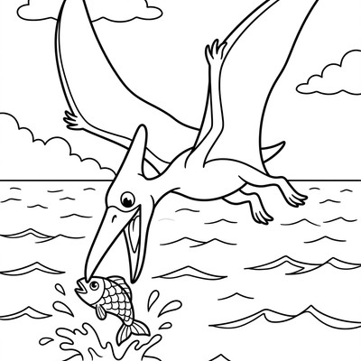 Pterodaktyl dyker efter fisk