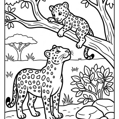 Leopardunge lär sig klättra