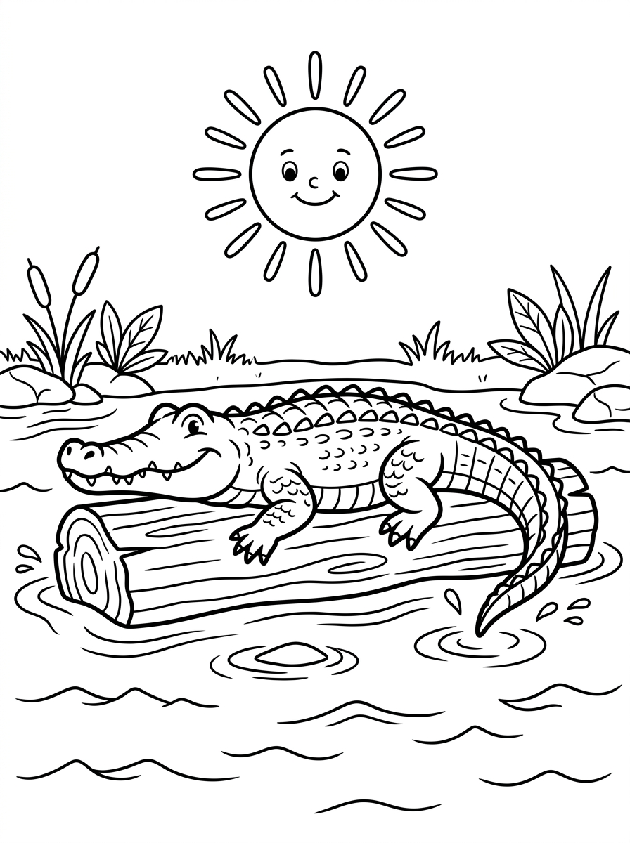 Krokodil solar på stock