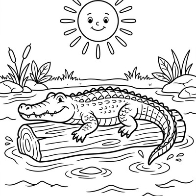 Krokodil solar på stock