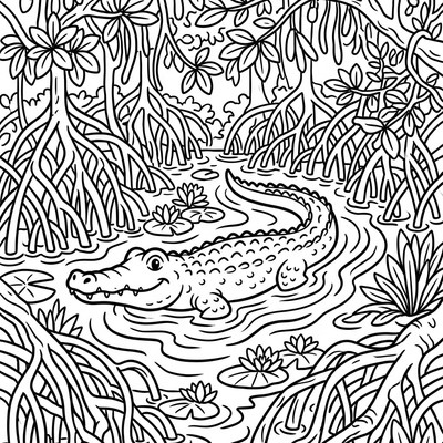 Krokodil i mangroveskogen