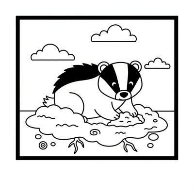 Grävling som gräver i jorden