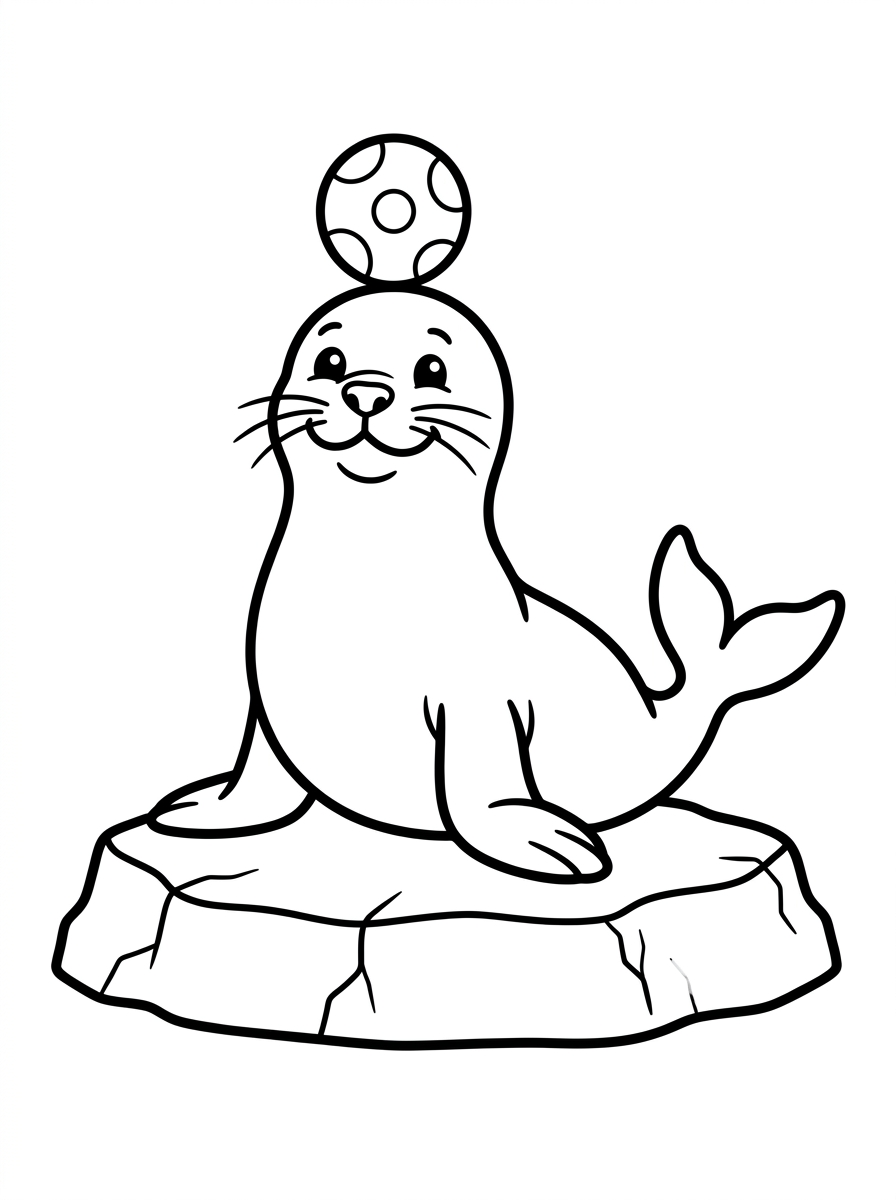 Säl balanserar boll på nosen