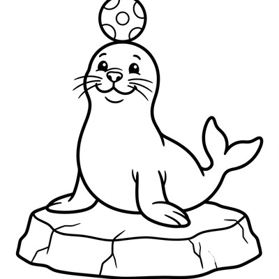 Säl balanserar boll på nosen