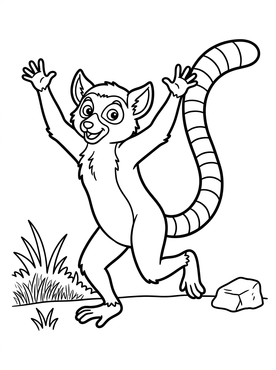 Lemur dansar på marken