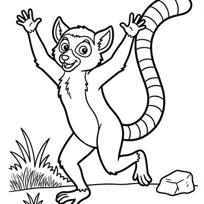 Lemur dansar på marken