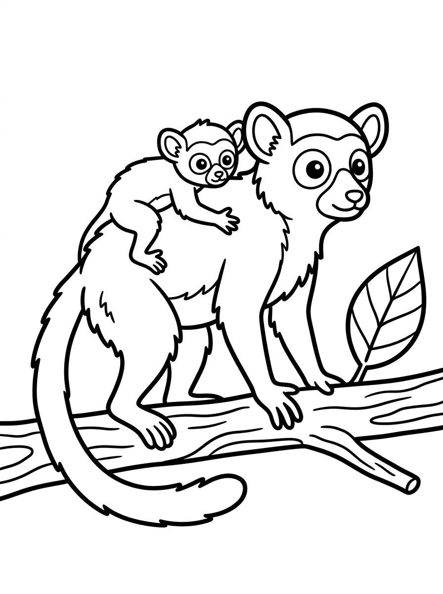 Lemurunge håller i mammas rygg