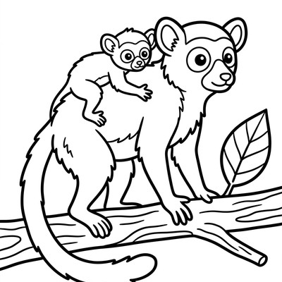 Lemurunge håller i mammas rygg