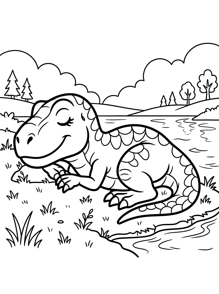 T-rex vilar vid sjön