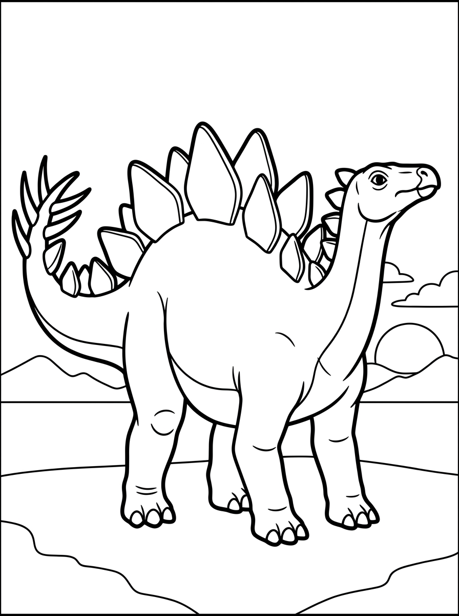Stegosaurus i solnedgången