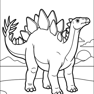 Stegosaurus i solnedgången