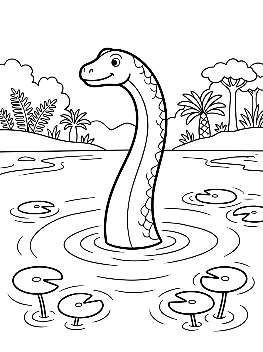 Diplodocus badar med huvudet ovan vattnet