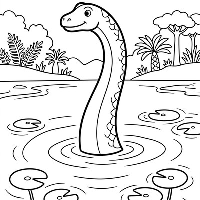 Diplodocus badar med huvudet ovan vattnet