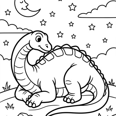 Diplodocus vilar under stjärnhimmel