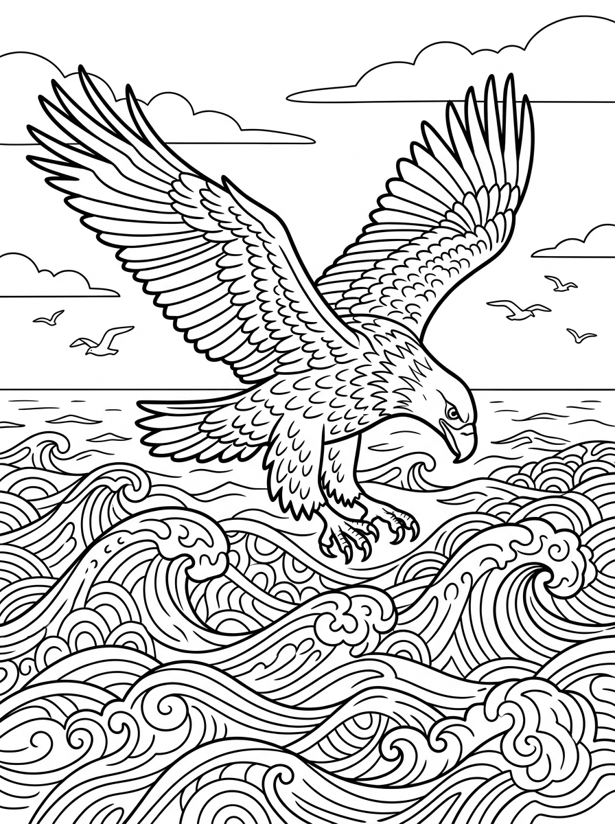 Havsörn jagar över havet