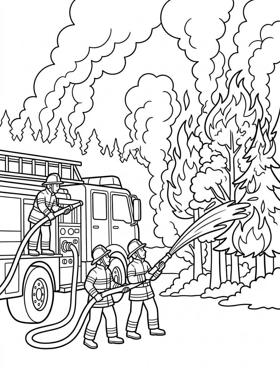 Brandbil släcker skogsbrand