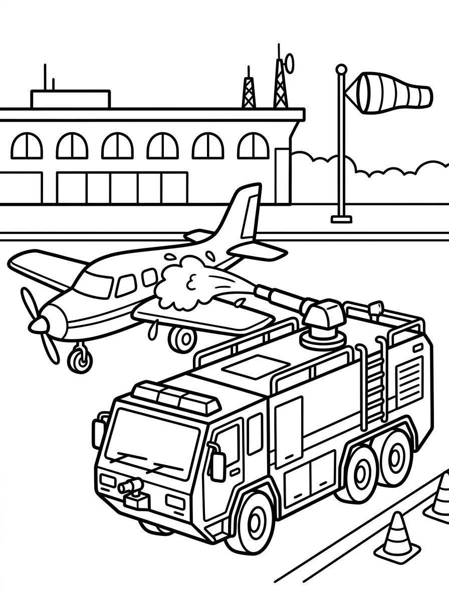 Brandbil övar på flygplatsen