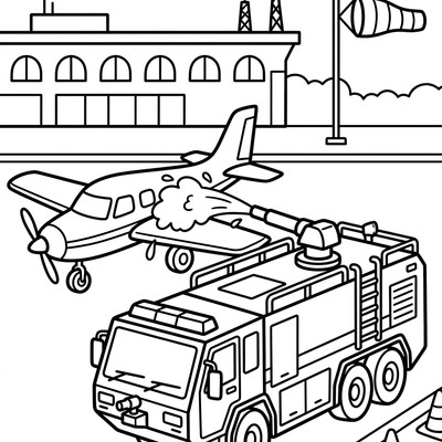 Brandbil övar på flygplatsen
