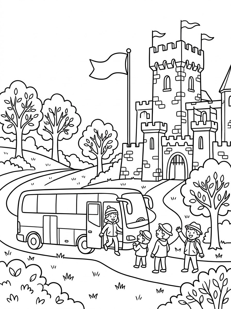 Turistbuss stannar vid sevärdhet