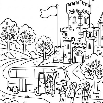 Turistbuss stannar vid sevärdhet