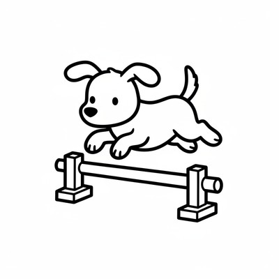 Hund som hoppar över en pinne