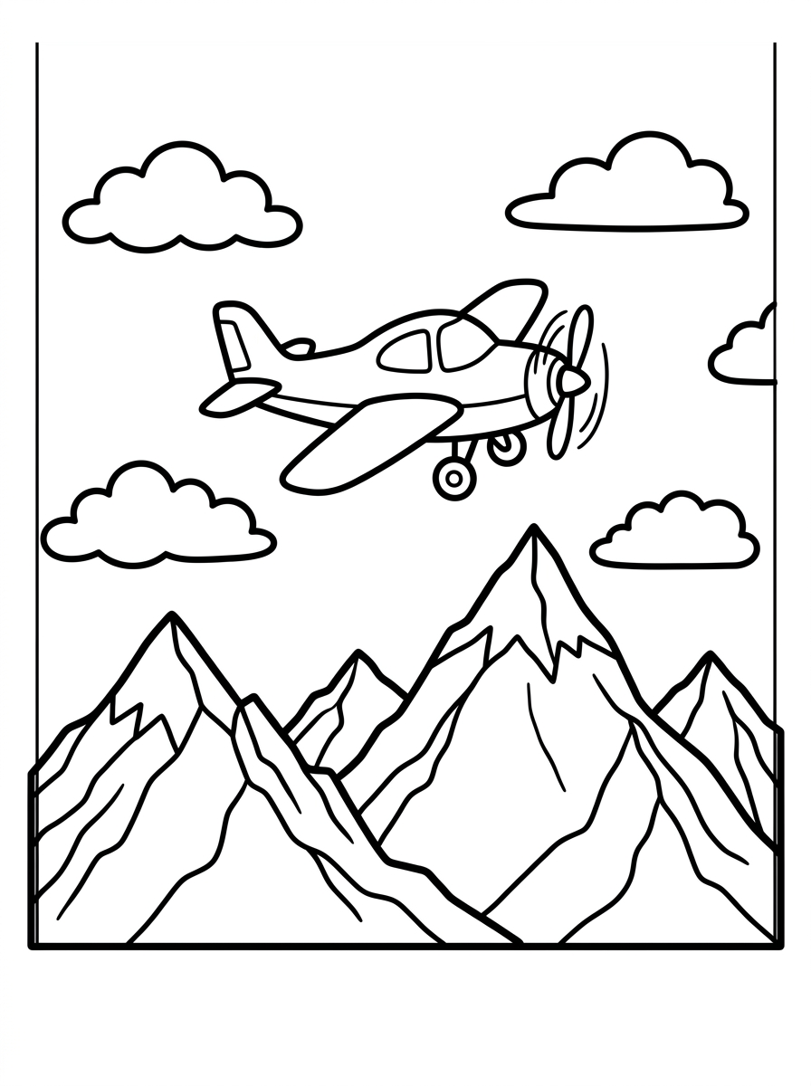 Propellerflygplan flyger över berg