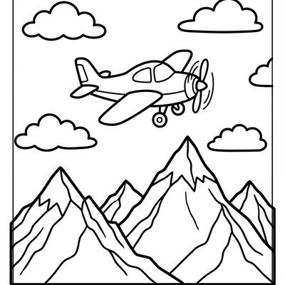 Propellerflygplan flyger över berg