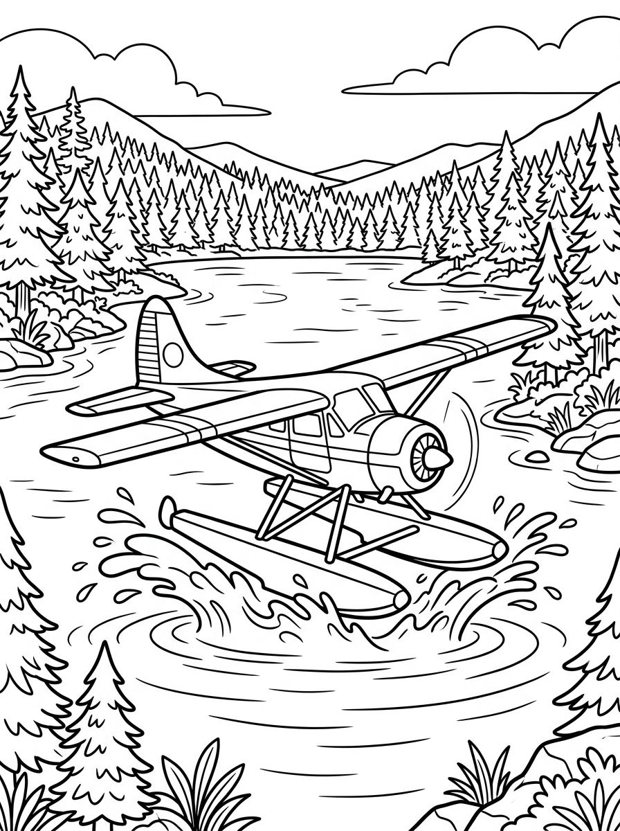 Vattenflygplan landar på sjön