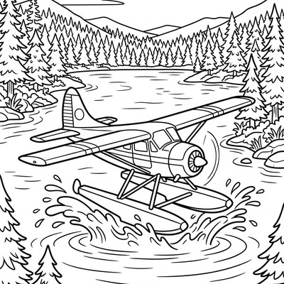 Vattenflygplan landar på sjön