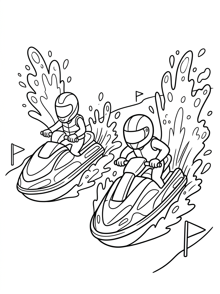 Två jetskis tävlar mot varandra