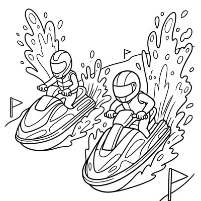 Två jetskis tävlar mot varandra