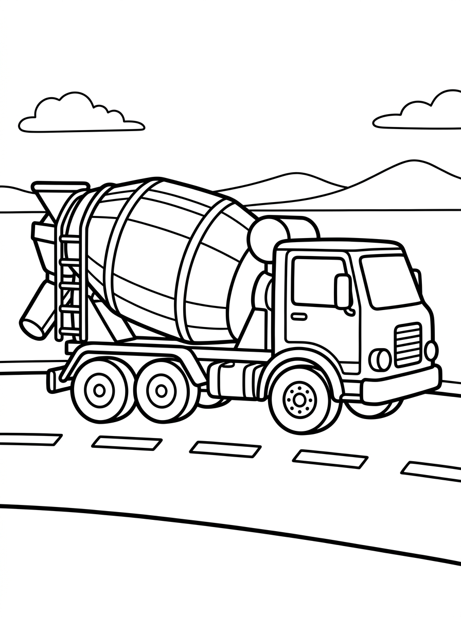 Cementbil kör på motorvägen