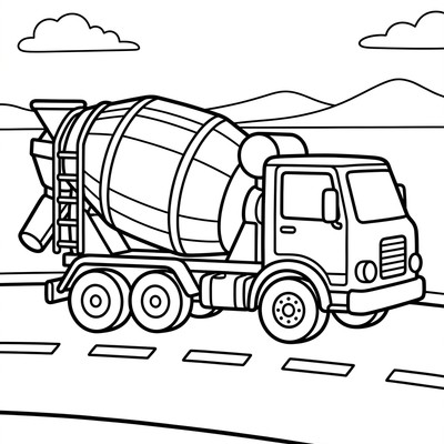 Cementbil kör på motorvägen