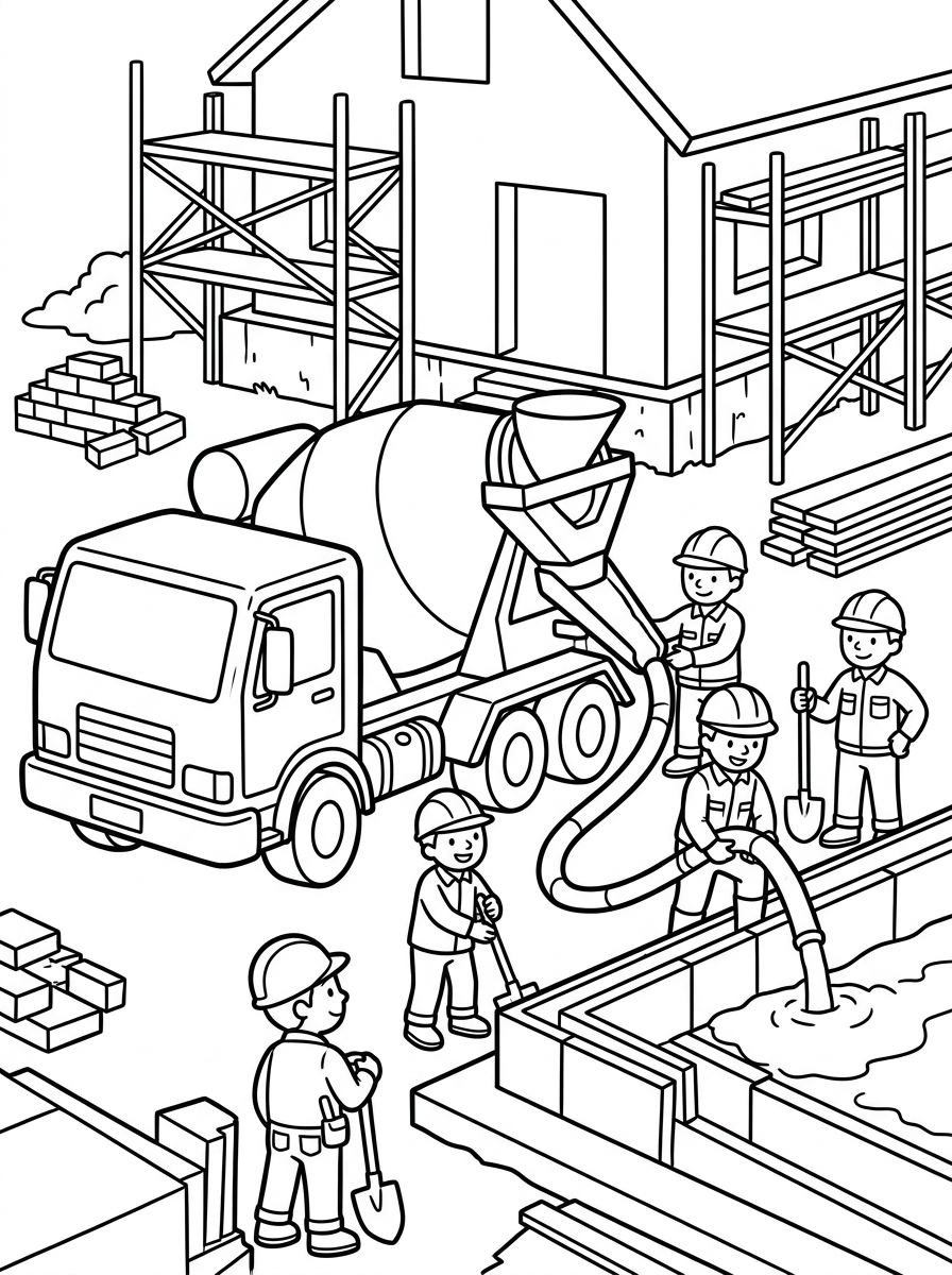 Cementbil vid husbygge