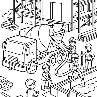 Cementbil vid husbygge