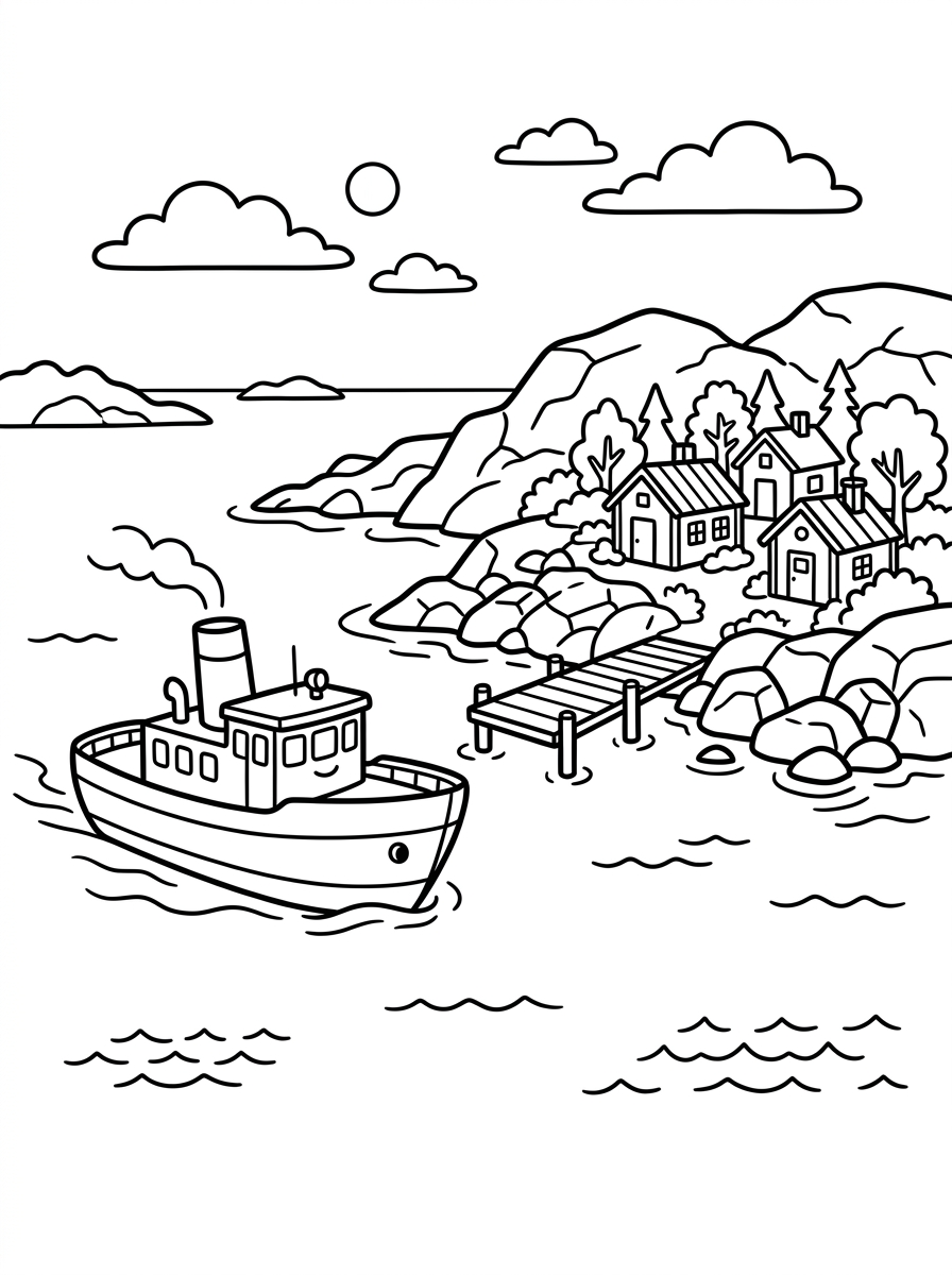Färja anländer till en skärgårdsö