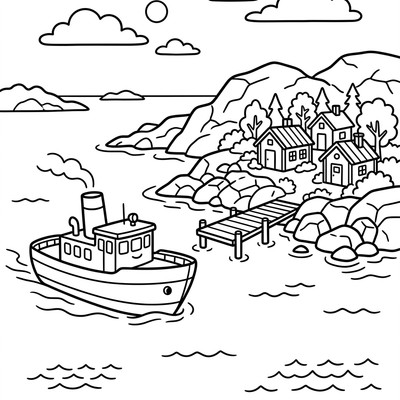 Färja anländer till en skärgårdsö
