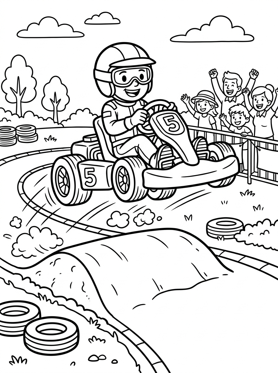 Go-kart hoppar över en kulle