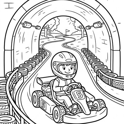 Go-kart kör genom en tunnel