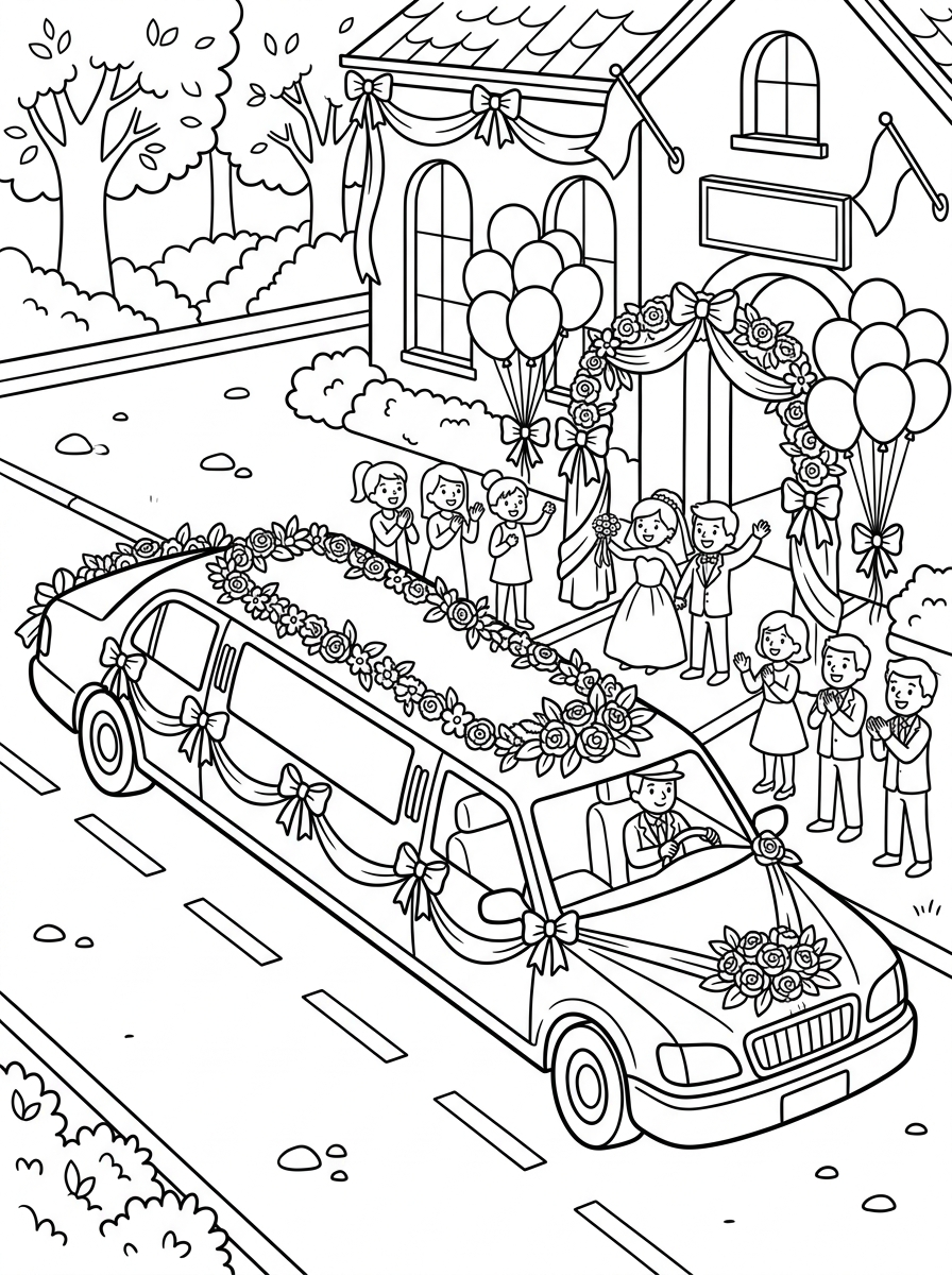 Limousin kör till en bröllopsfest