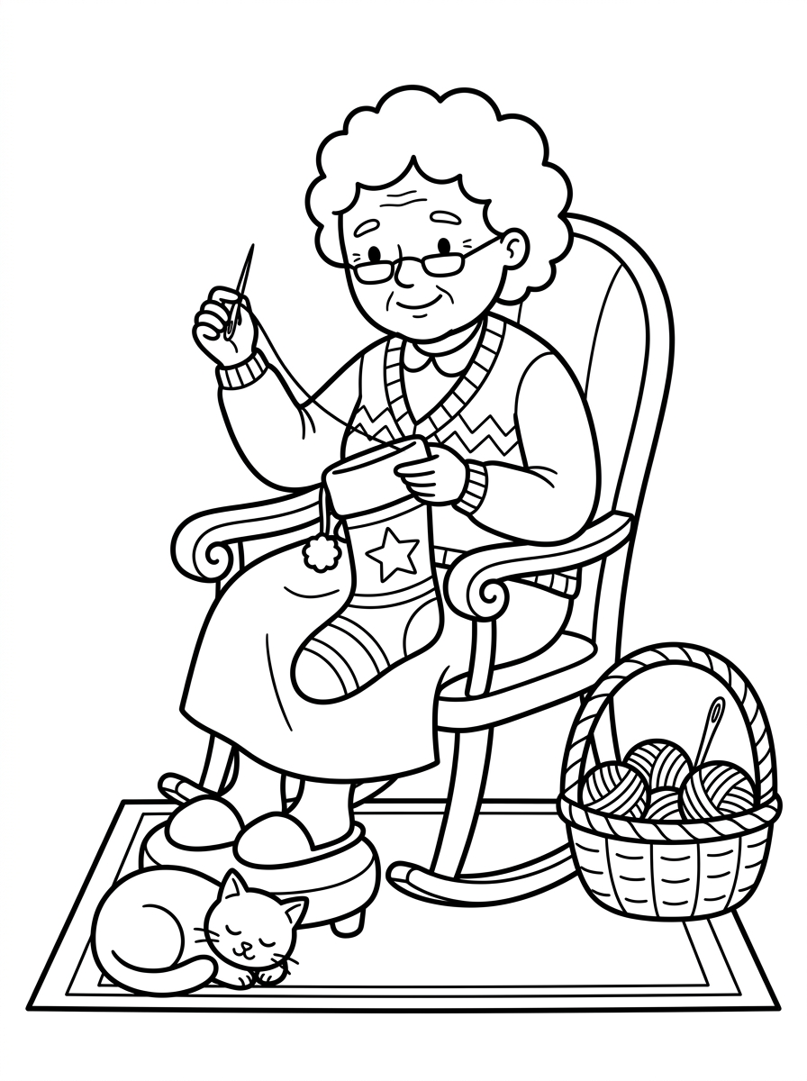 Julstrumpa broderas av mormor