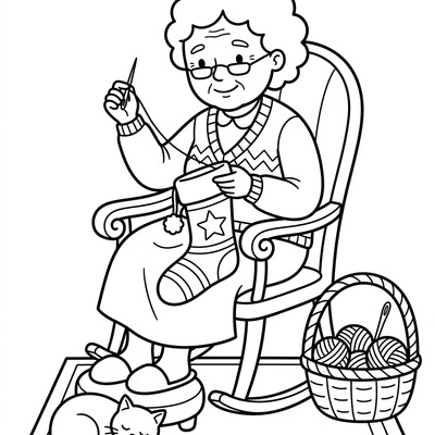 Julstrumpa broderas av mormor