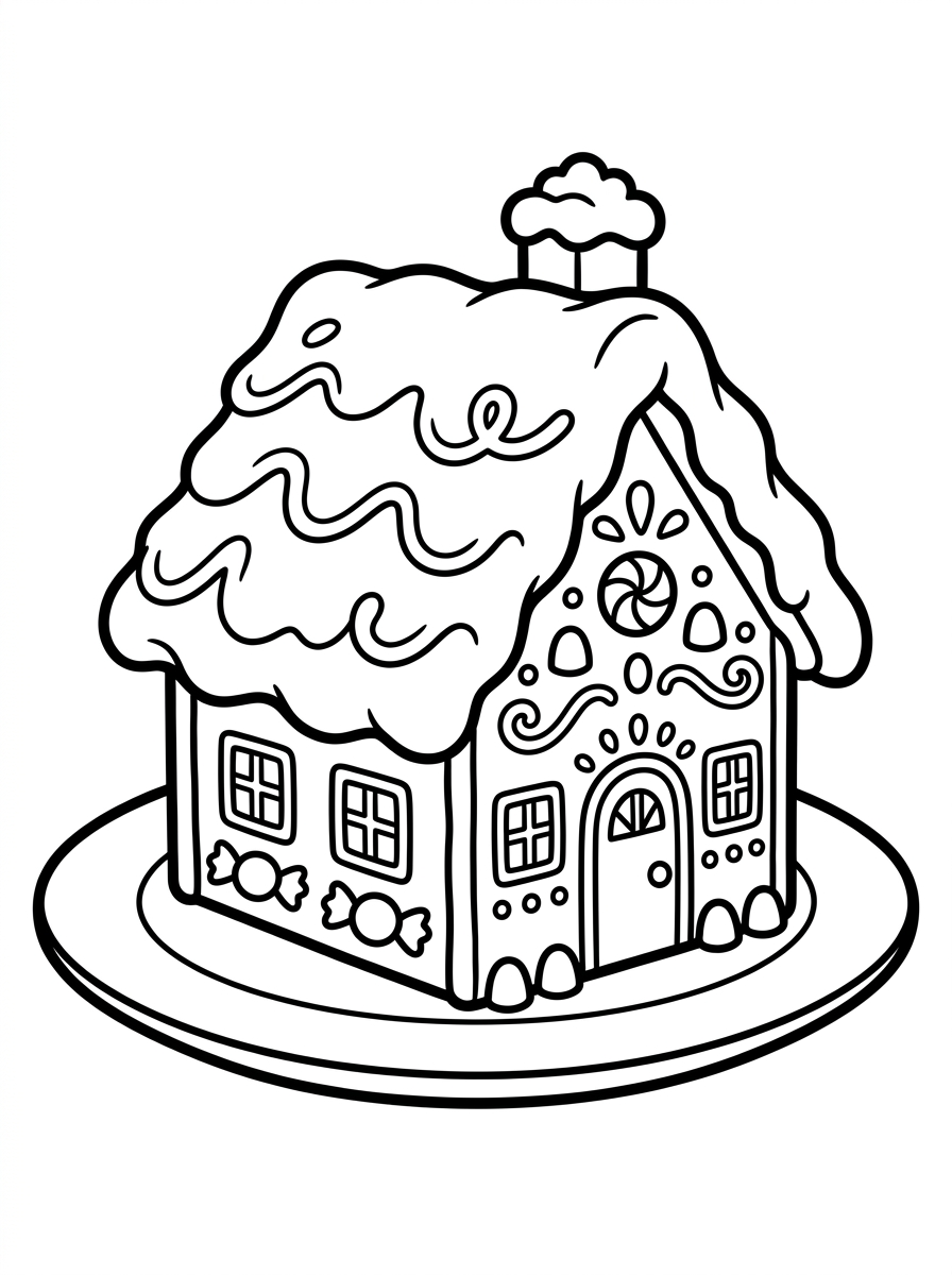 Pepparkakshus med sockersnö på taket