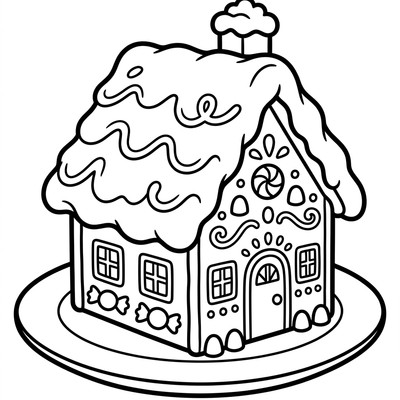 Pepparkakshus med sockersnö på taket