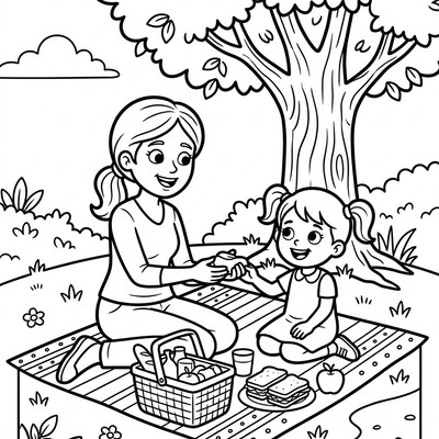 Mors dag picknick i parken med mamma
