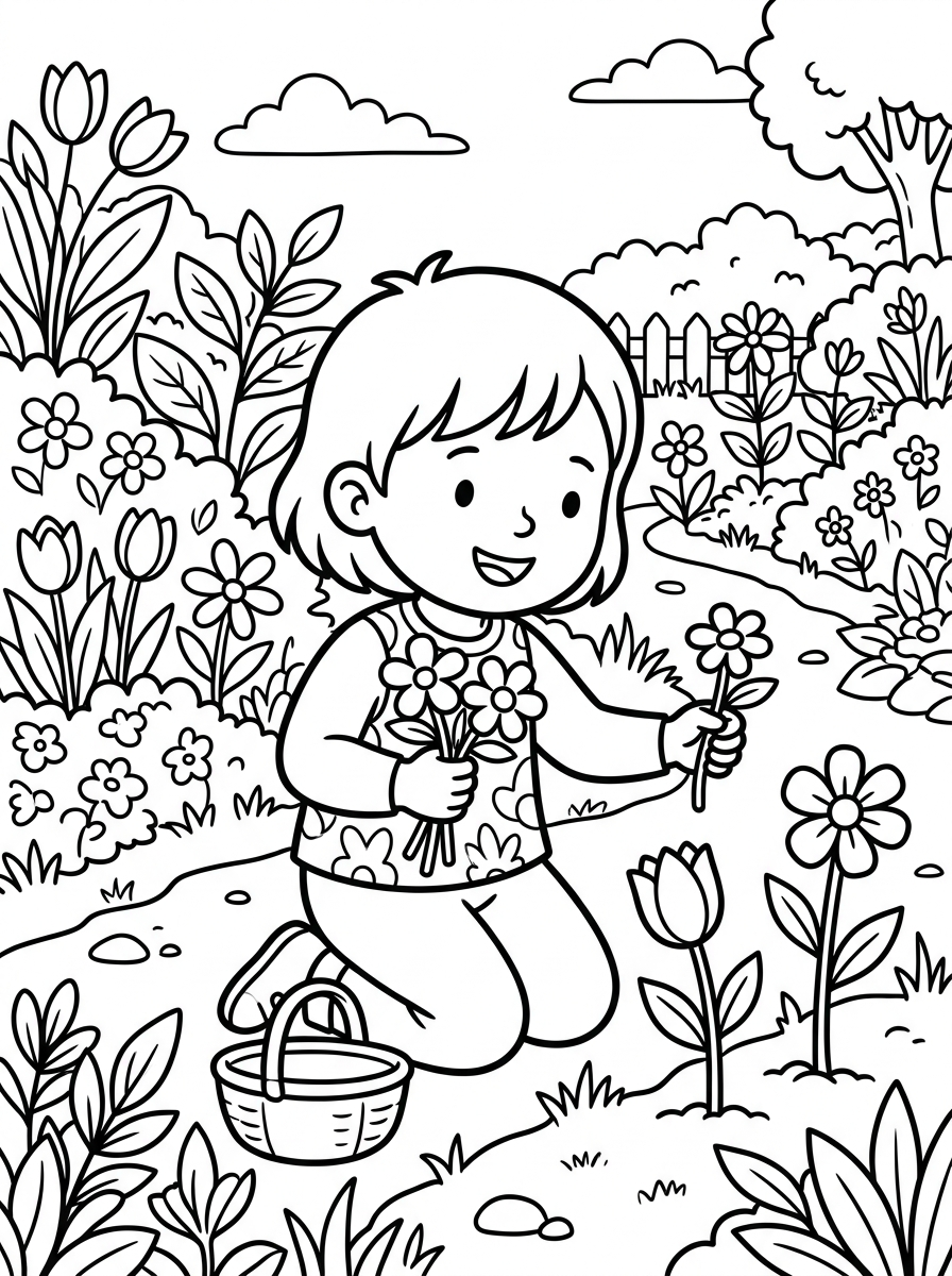 Mors dag blommor plockas i trädgården