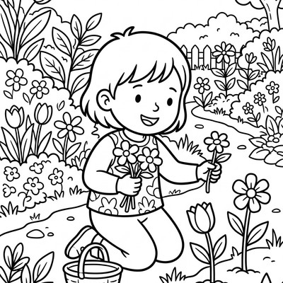 Mors dag blommor plockas i trädgården