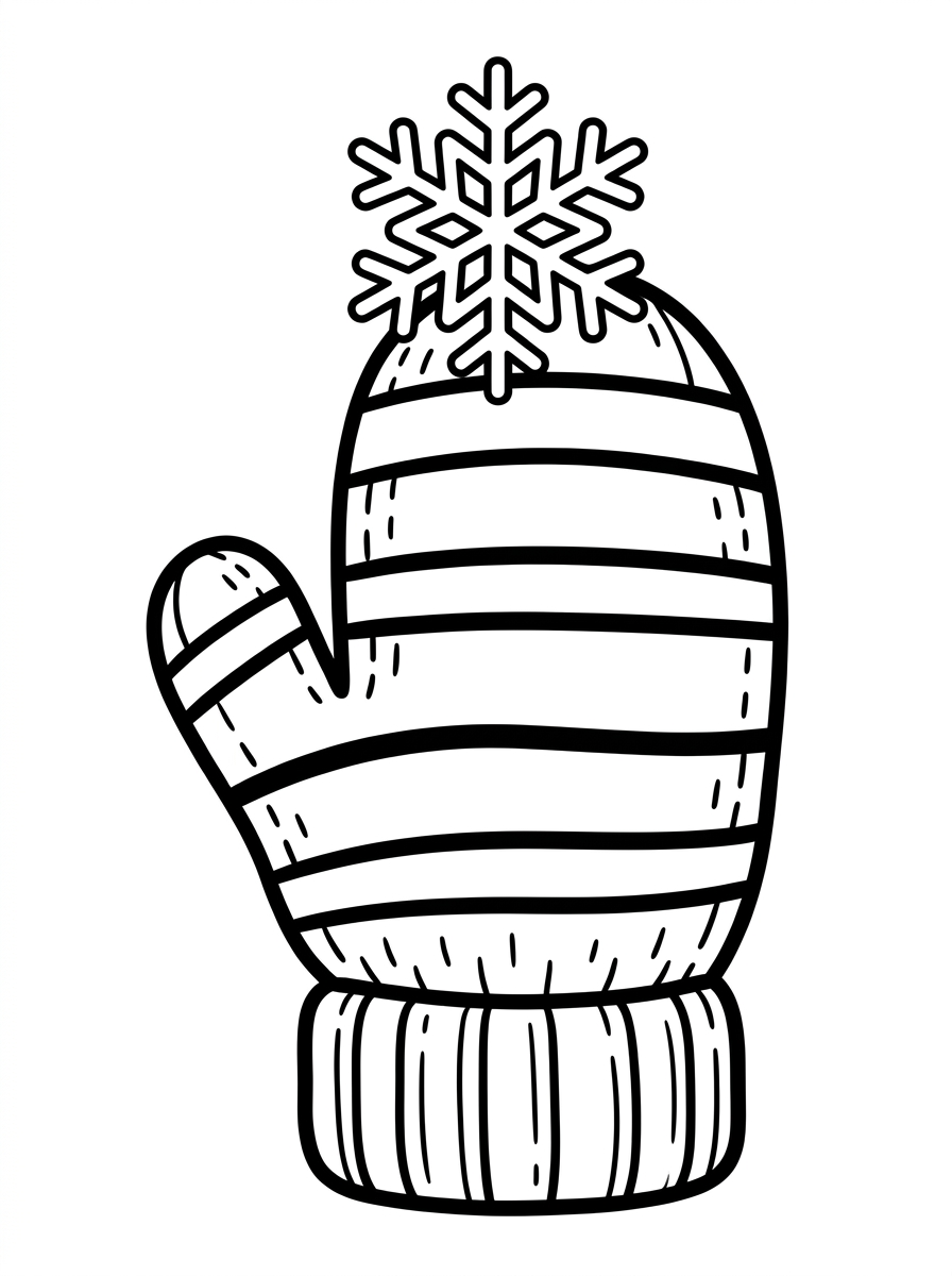 Snöflinga landar på en vante
