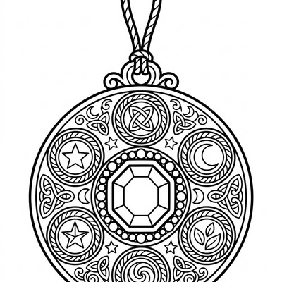 Magisk amulett hänger på ett band